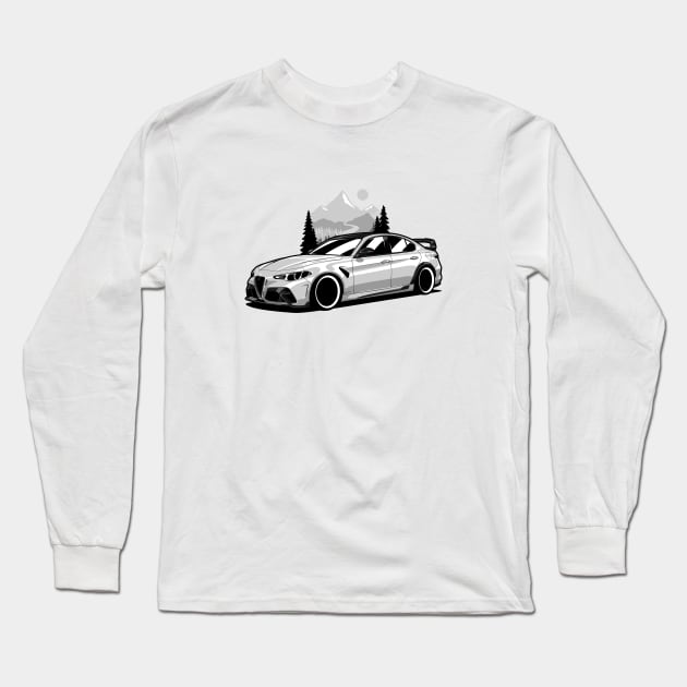 White Giulia Mountains Long Sleeve T-Shirt by KaroCars